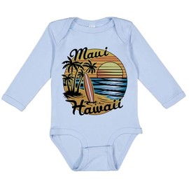 TATY Kids Clipart Maui Long Sleeve Baby Infant One Piece Bodysuit 6 Months Light Blue