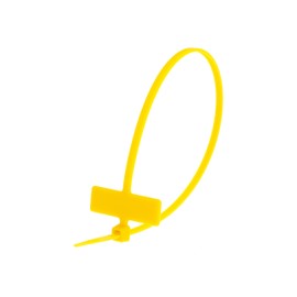 Secure 8 Inch Yellow Label Marker ID Cable Tie - Inside Flag for Identification - 100 Pack