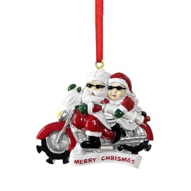 GotGala 2024 Santa Claus Ornaments, Mr & Mrs Claus Ride Motorcycle Ornament for Xmas Tree Decorations Hanging Pendant Gifts