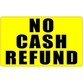 5x3 Yellow No Cash Refund Magnet Vinyl Magnetic Business Sign Magnets Door Signs