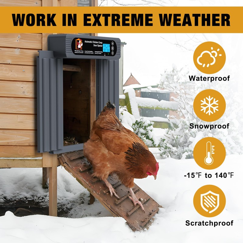 GROPOW Automatic Chicken Coop Door, Extra Large Size, Anti-Pinch Design,Programmable