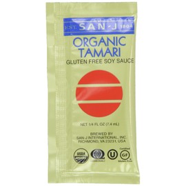 San J Organic Wheat Free Tamari Soy Sauce Gold Label Travel Packs, 200-Count Packages