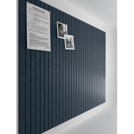 Bumusty Large Cork Board Alternative-47 x35 Felt Bulletin Board, with 30 Pushpins, 70 Adhesive Tabs, 12-Pack Slat Wall Paneling, Cork Boards for Office Push Pin Board Felt Board-Deep Charcoal Blue