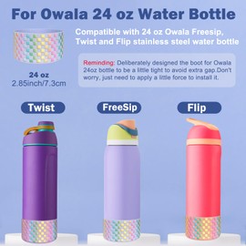 HEYSKAY 2PCS Silicone Boot for Owala Flask Water Bottle 24oz Anti-Slip Protective Sleeve for Owala Twist,FreeSip and Flip Stainless Steel Water Bottle BPA-Free Boot Bottom Base