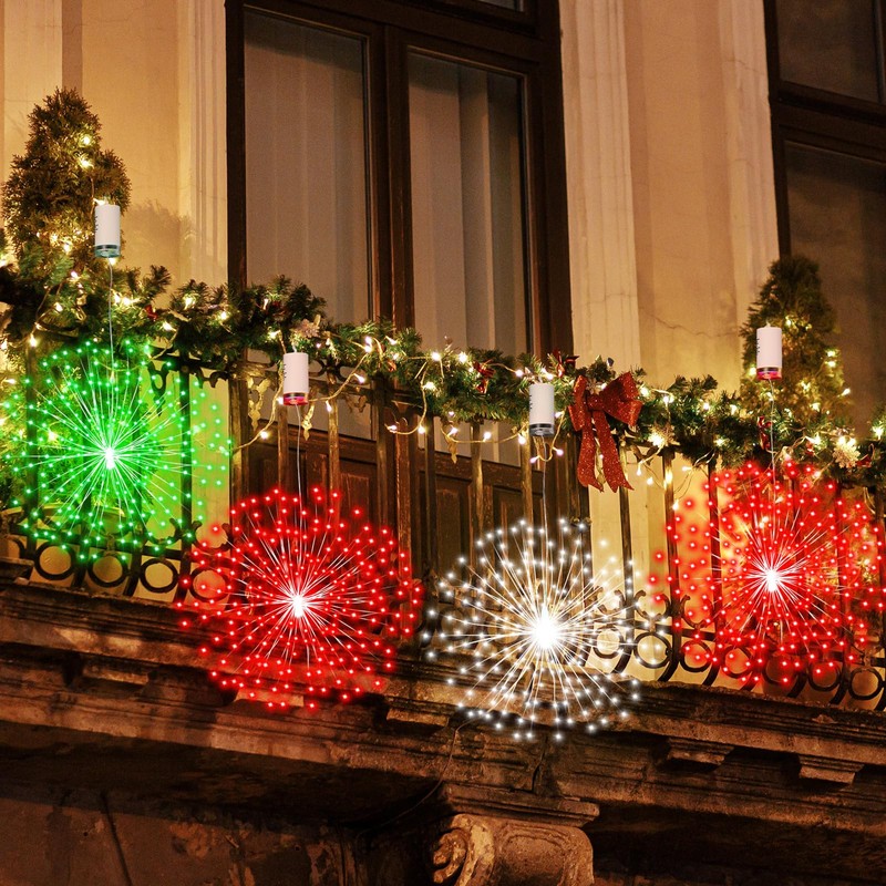 Tujoe 6 Pack Firework Lights 225 LED Copper Wire Battery