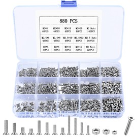 M2 M2.5 M3 Bolts and Nuts Set, 880 Pcs Metric Torx Drive Countersunk Head Screws Bolts Set, Nuts and Bolts Set, Flat Head Machine Screws and Nuts Assortment Kit for Home Bicycle Motorcycle Repair