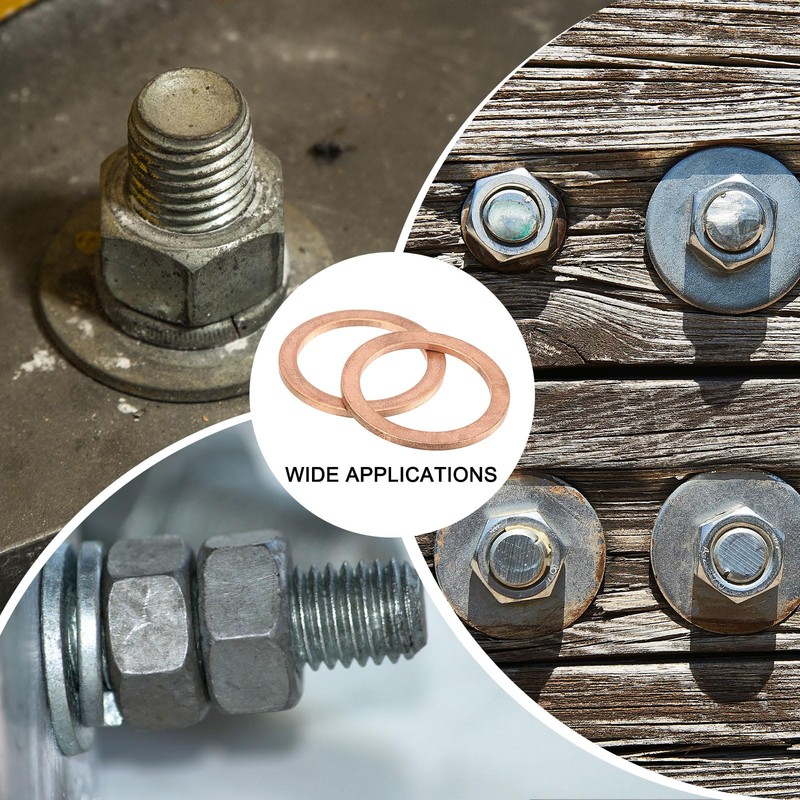 sourcing map 10Pcs M27 Flat Washer, Copper 27mm ID x