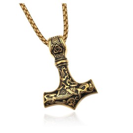 PiercingJak Stainless Steel Thor's Hammer Mjolnir Norse God Mythology Legendary Pendant Necklace Norse Viking Jewelry