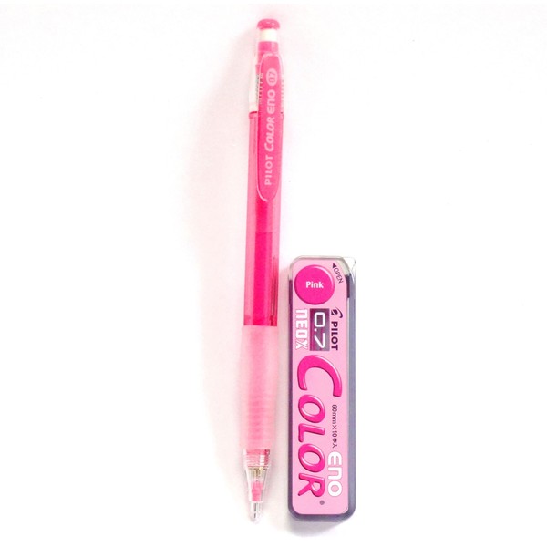 Pilot Color Eno Pink Set, 0.7mm Mechanical Pencil + Mechanical Pencil Lead 0.7mm, Pink, 10 Leads(Japan Import)