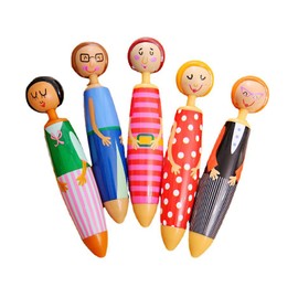 NOOMIEQCF 5-Pack Japanese Anime Doll Gel Pens 0.5mm Blue Ink