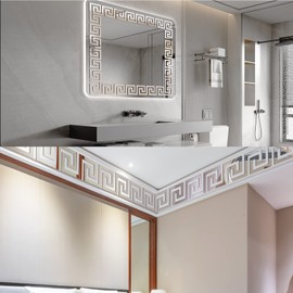 QUIETART 100Pcs Mirror Stickers Wall Removable & Waterproof Peel and Stick Backsplash for Kitchen Room Decor Aesthetic Ceiling Decorations Bedroom Bathroom Living Background Decor, Silver