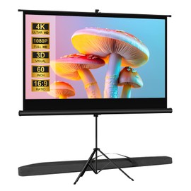 SCREENMAX Outdoor Projector Screen with Stand Tripod, Indoor Pull Up Portable Projector Screen, 60 INCH 16:9 Adjustable Projection Screen with Carry Bag for Home Theater Backyard Party Movie Nights
