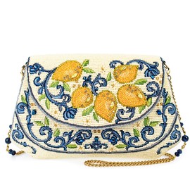 Mary Frances Women's Capri Lemons Beaded Crossbody Handbag Vibrant Fruit Embroidery Novelty Evening Clutch Purse, Multicolor