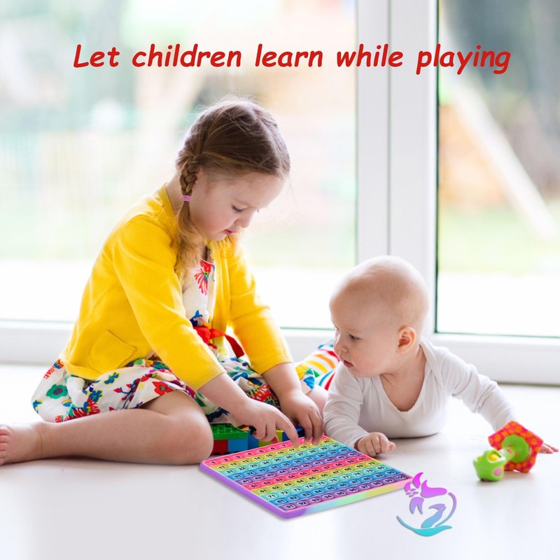 Math operations1-100 Number Learning Pop Fidget Toy, Rainbow Colors, Large