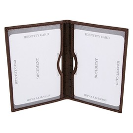 MACEMARO TRADING ID Card Holder Real Leather Portrait Format 2 Compartments Brown, brown