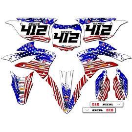 2022-2025 KX 112 Merica USA Senge Graphics Complete Kit with Rider I.D. Compatible with Kawasaki