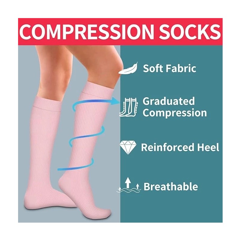 Laite Hebe 4 Pairs Compression Socks Men Women Support Running