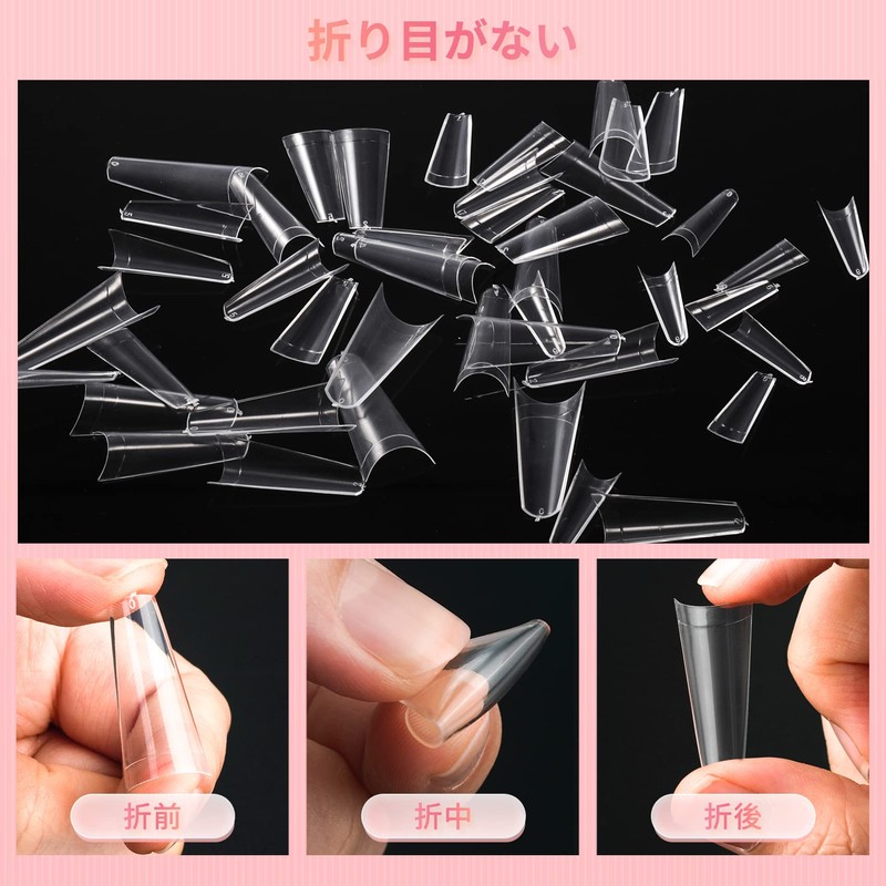 Annhua Nail Tips, Square, Long, Set of 500, Perfect for