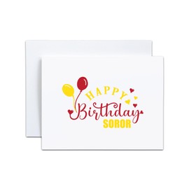 Custom Made Love Birthday Sorority FOLDED Note Card Set, Birthday Women Stationary Notecard Set, Stationery For Sorority Women, Assorted Designs (Red + Yellow)