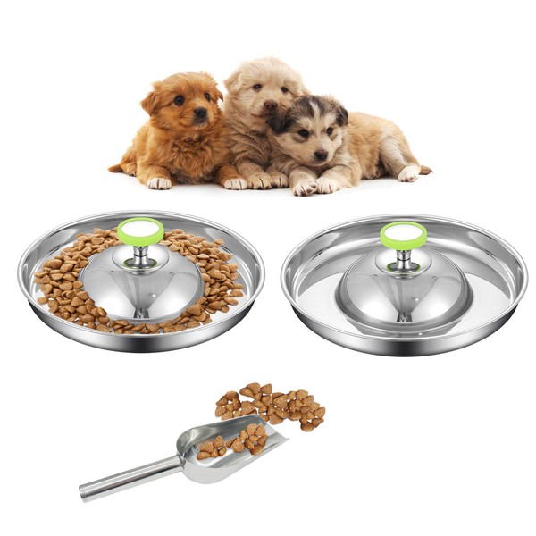 Fhiny 2Pack Stainless Steel Puppy Bowls, Pet Weaning Feeding Dish