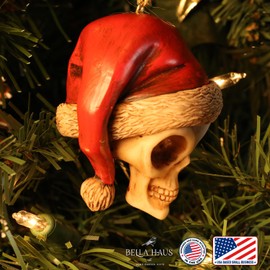 Bella Haus Christmas Shoppe Alien Skull Christmas Tree Ornament | 3” Resin Humorous Holiday Decor | Ideal Gift for Secret Santa or White Elephant Gift Exchange (Alien Skull)