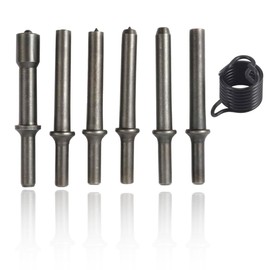 GAOLAOSY 7PCS Heavy Duty Smoothing Pneumatic Air Rivet Hammer Tools Kit, Carbon Steel Air Hammer Rivet Bits with Spring, Universal Auto Repair Accessories for Hollow Solid Half-Hollow Rivets