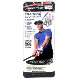 Copper Tech Golf Grip Training Gloves Men's Left OR Right Hand White/Royal Blue with Ball Marker (XX-Large, Left)