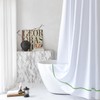 White Shower Curtain with Oliver Green Border, Modern Chic Faux