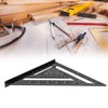 12in Triangle Ruler Aluminum Alloy Woodworking Carpentry Measuring Tools Black