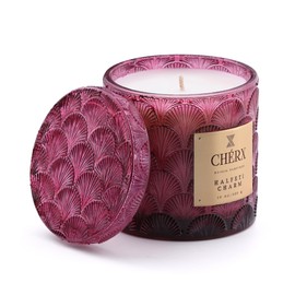 Anatoli Oriental Glass Bowl Candle - Soy Scented, 50 Hours Burn Time, Cognac, Cinnamon, Tonka Bean, Oak Fragrance - Fall Home Decor (Jar, Halfeti Charm)