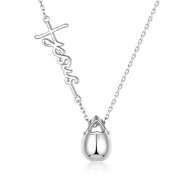 Teardrop Urn Necklace for Ashes: 925 Sterling Silver Jesus Religious Ashes Keepsake Pendant Memorial Jewelry Gift for Women Wife Mother