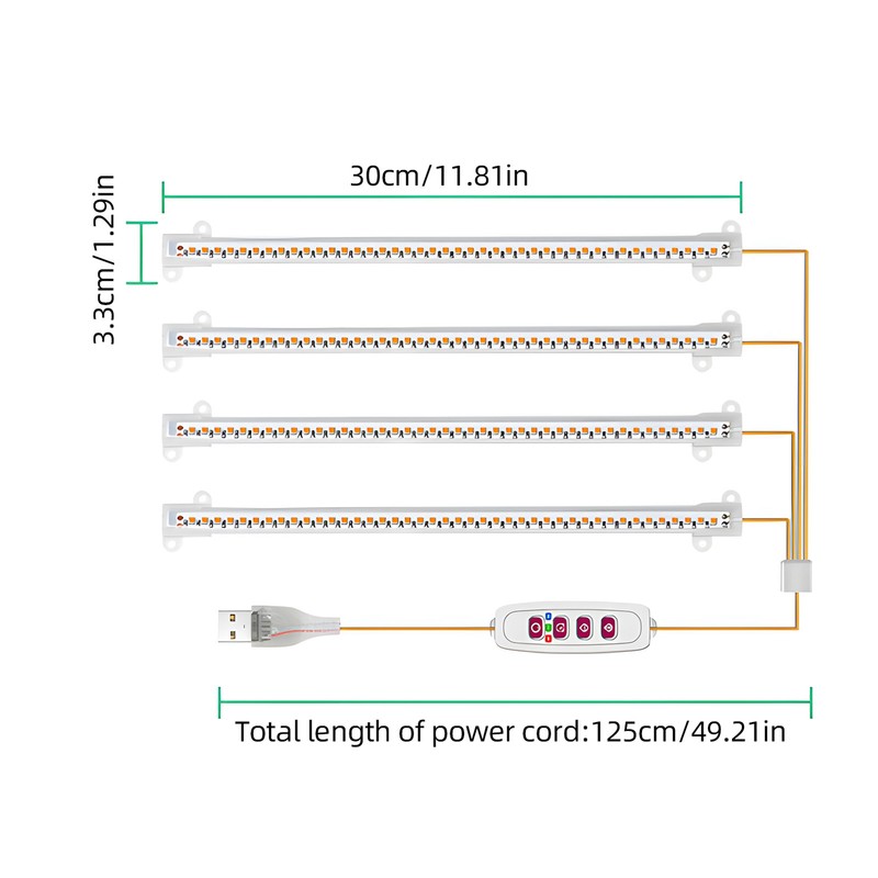 LED Plant Grow Light Strips 8W 84+84LED 22.7lm Bright Grow