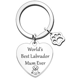 JETTOP Labrador Mum Gifts-World's Best Labrador Mum Gift Dog Mum Labrador Mum Keychain Friend Funny Gifts for Birthday Christmas Mothers Day Labrador Mum Keyring