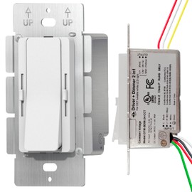 24V 96W CCT Dimmable LED Driver and Dimmer Switch 2 in 1 Unit, 120V AC to DC Power Supply with ON/Off, Single-Pole/3-Way, for Tunable White LED Strips, UL Listed Class 2