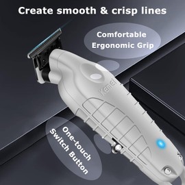 KEMEI PG2299 Cortadora de barba y pelo para hombres profesional, cortadora de pelo sin huecos para hombres, recortadora inalámbrica para peluqueros, gris