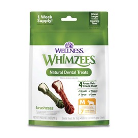 Wellness WHIMZEES Daily Brushzees Dog Dental Treats, Natural Chews, Medium Size Stick, (7 Count)