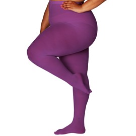 HONENNA Queen Plus Size Tights, 20+ Colors Women's Curves Semi Opaque Stockings Nylons Pantyhose 1X 2X 3X 4X 5X 6X, 1-6 Pairs (1 Pair-Dark Purple 3X-4X)
