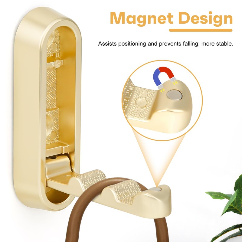 cobmiraln Gold Coat Hooks Foldable Wall Hook - Heavy-Duty Alloy