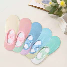 FunnAura 5 Pair Pilates Grip Socks Women, Cotton Non Slip Yoga Socks for Pilates Ballet Dance Fitness Workout