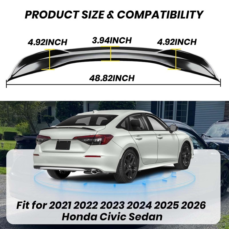 Honda Civic Spoiler Compatible with 2022 2023 2024 2025 2026