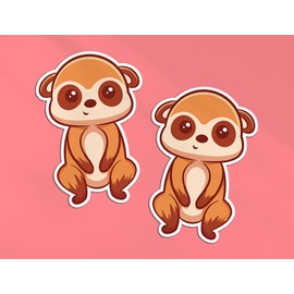 2 x 10cm Meerkat Vinyl Stickers - Pups Safari Zoo Wild Farm Animal Kawaii Characters Kids Cartoon Cute Girls Boys Scrapbook Sticker #82006