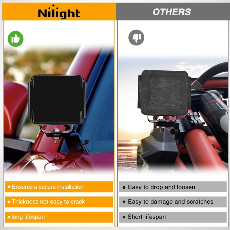 Nilight 3 inch Cube Light Pod Cover 2 PCS Black