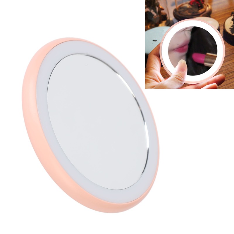 Compact Makeup Mirror with Light USB Rechargeable LED Round Portable
