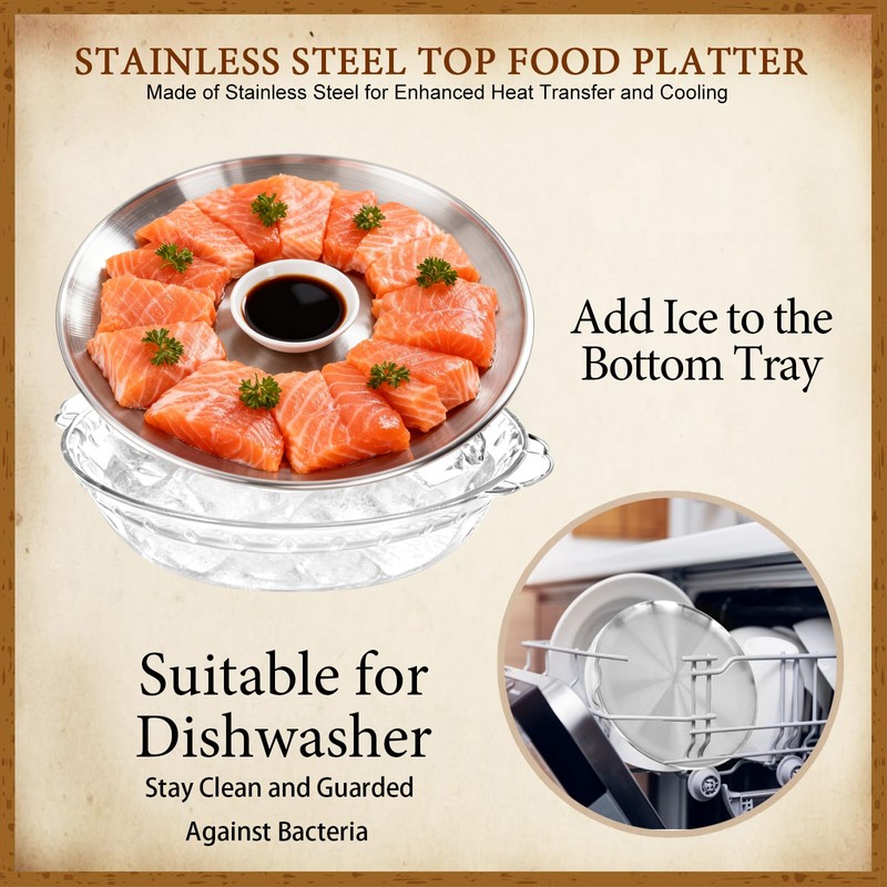 PEDOBALI 3 Set 11.8 Inch Chilled Serving Tray with Compartments