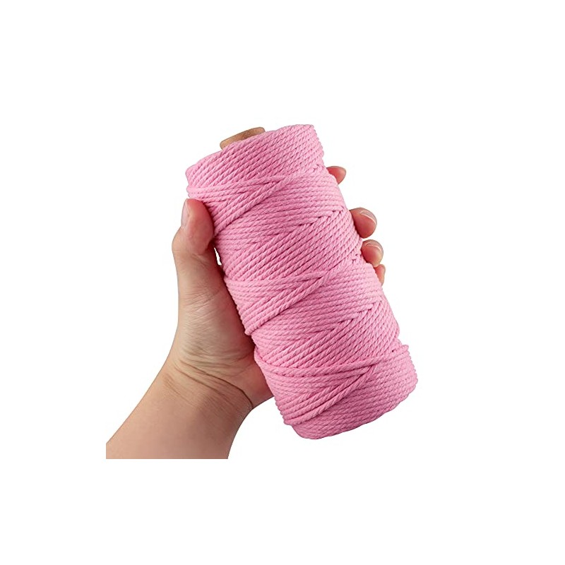 jijAcraft 3MM Macrame Cord for Crafts,100M Pink Cotton Macrame Craft