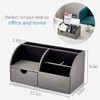 Vlando Office Desk Organizer Leather Desktop Organizer Caddy with Drawer