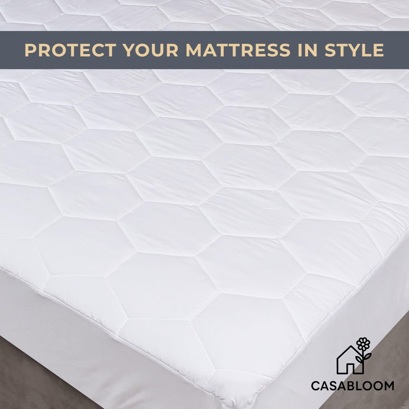 CASABLOOM Luxury Double Mattress Protector – Quilted, Noiseless, Deep Fit