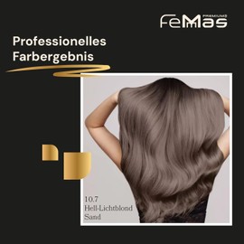 Femmas Hair Colour Set Light Blonde Sand 10.7 I Hair Colour Cream 100 ml + Oxycream 100 ml 9% I Permanent Hair Colouration + Developer I Gentle & Long-Lasting I Salon Hair Colour for Home