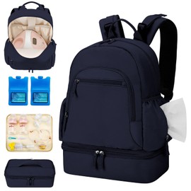 Breast Pump Backpack for Spectra S1 and S2 with Removable Cooler Compartment, Pumping Bag for Pump Accessories, Breast Pump Bag for Work, Travel and Family Use Blue