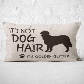 Mancheng-zi Funny Quotes It's Not Dog Hair It's Golden Retriever Glitter Rectangle Pillow Case, Dog Lover Gifts, Linen Cushion Cover for Sofa Couch Bed, 20X12 Inch